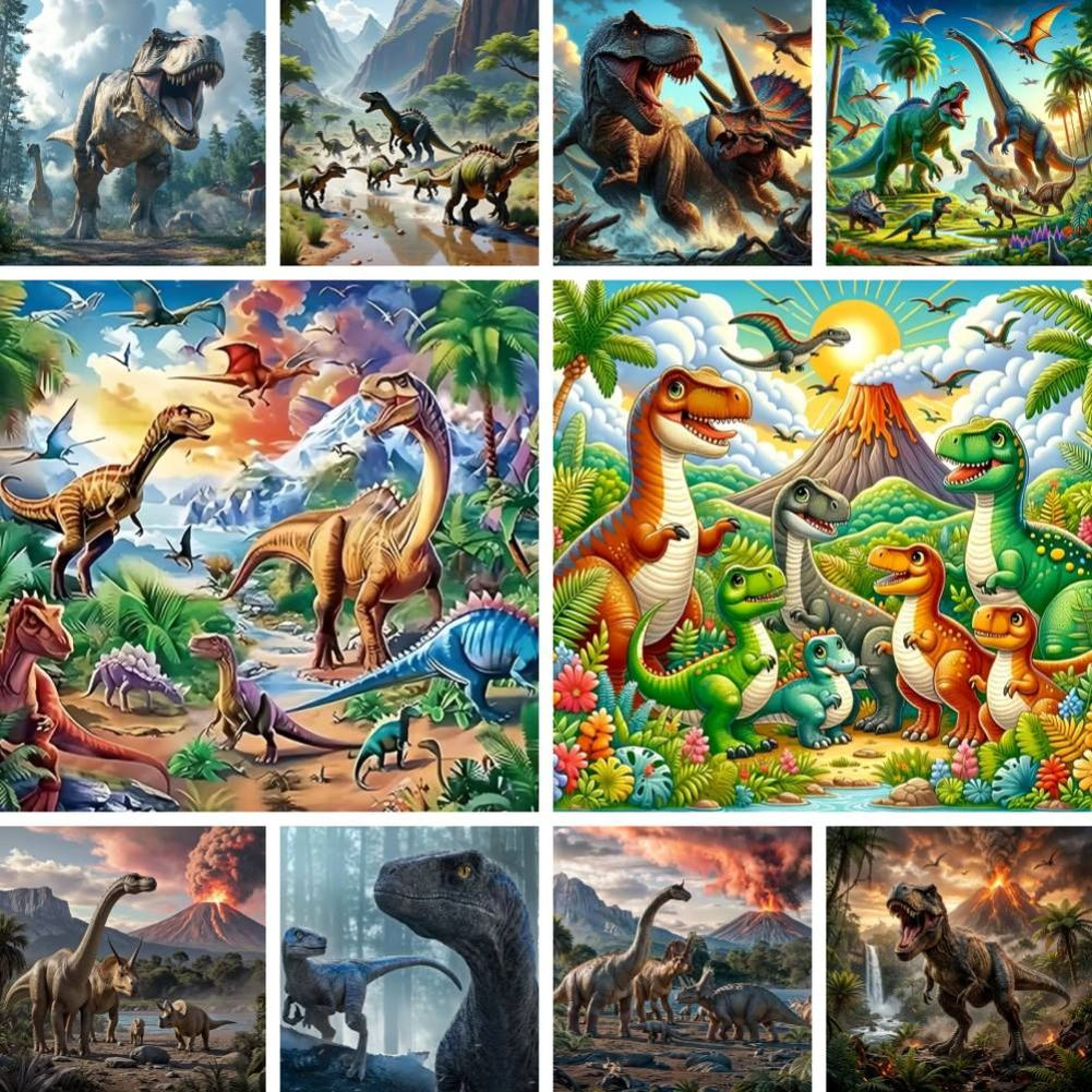 Volcano Kit Eruption - Diamond Painting Kit Oude Dinosaurus Vulkaanuitbarsting