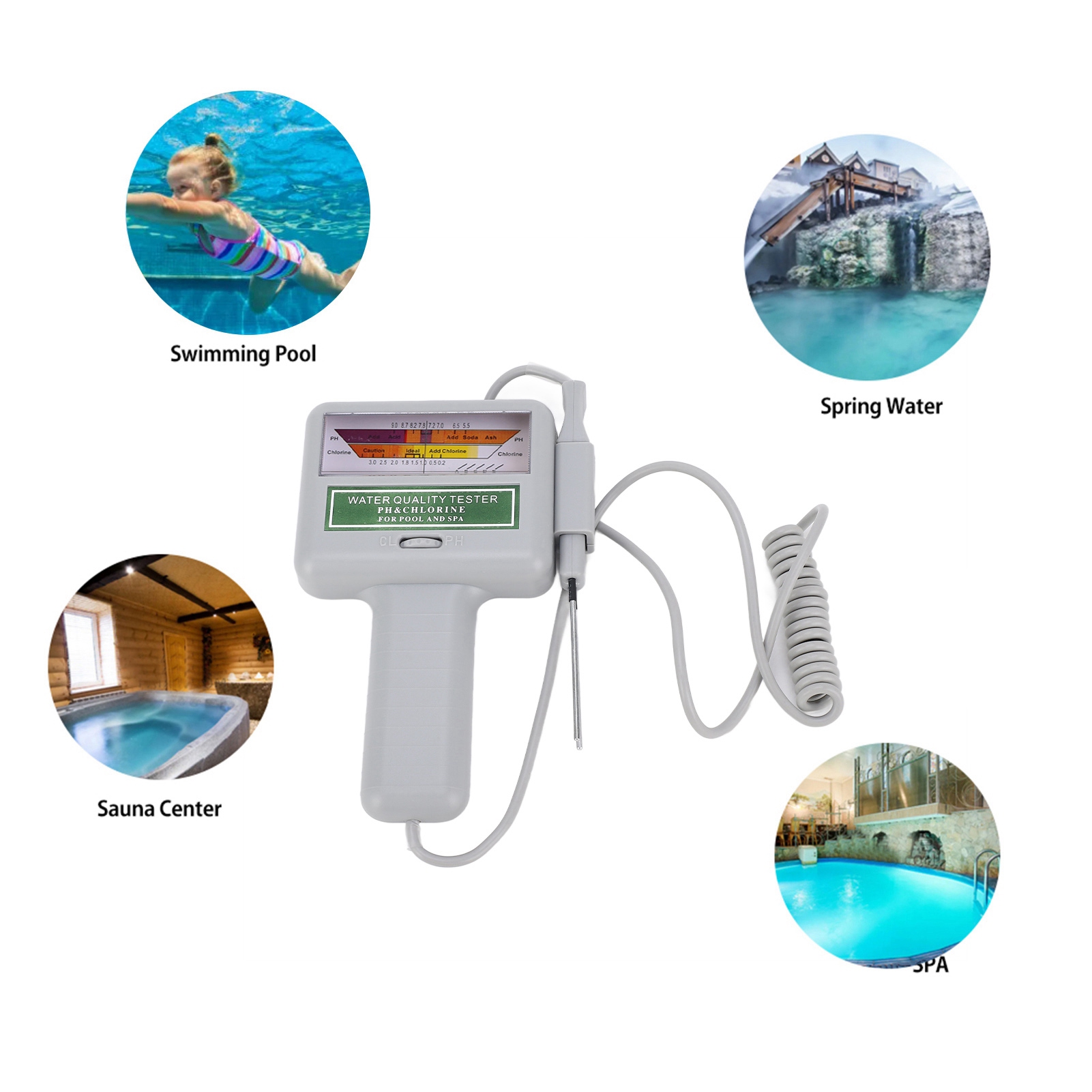 Water Testing Kit - Digitale zwembadwatertester pH chloormeter Eenvoudige bediening