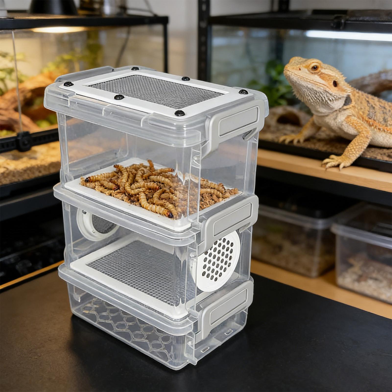 Science Hobbyist - 3-laags zijderupsvoederbak, maïswormkweekbak, meelwormkweekset voor dierenhouders,